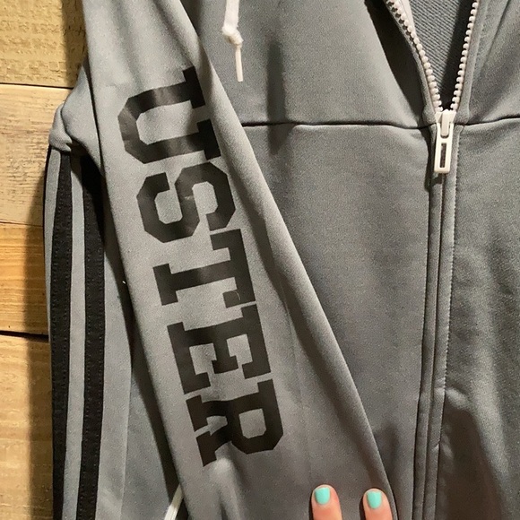 Adidas Zipper Jacket coat sweater sport Grey color Size L - Picture 8 of 8